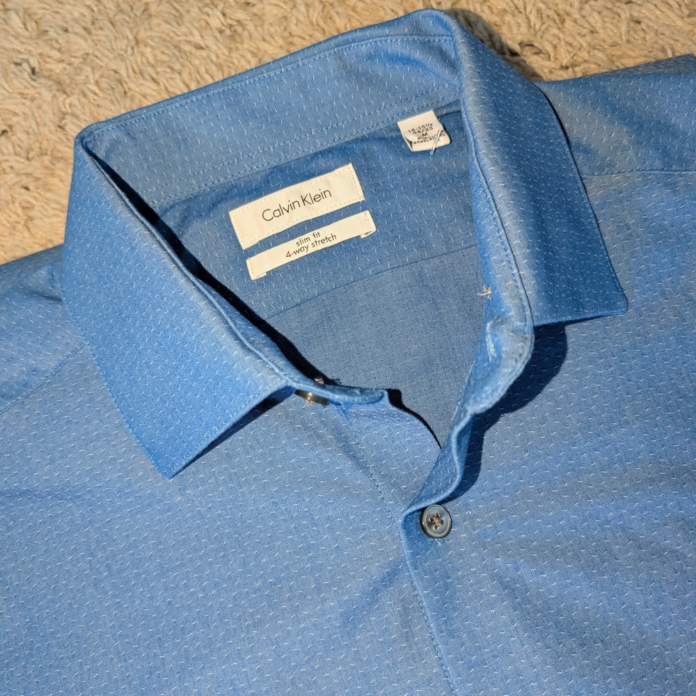 Calvin Klein Men's Blue Dress Shirt 15 15 1/2 (M)